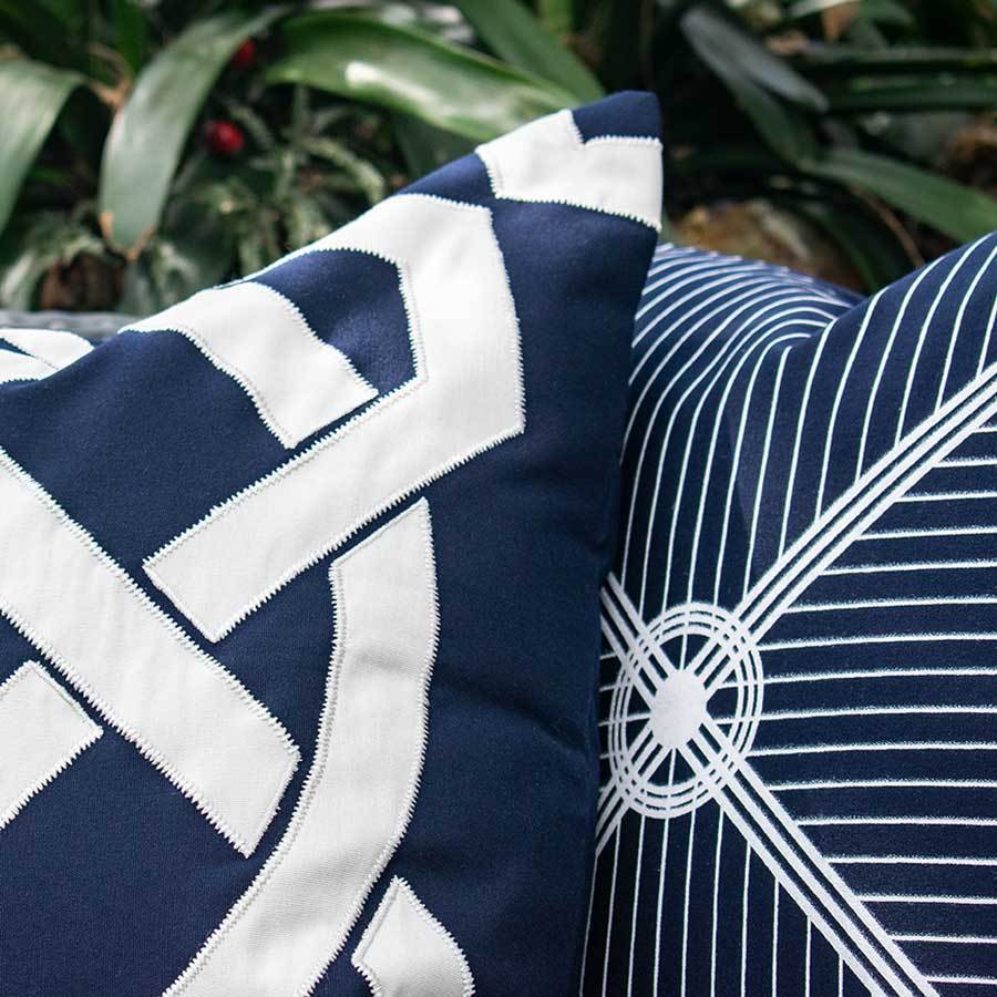Outdoor Compass Navy Lounge Cushion 55 x 55 cm-Outdoors-Bandhini Homewear Design-Navy-22 x 22--abc