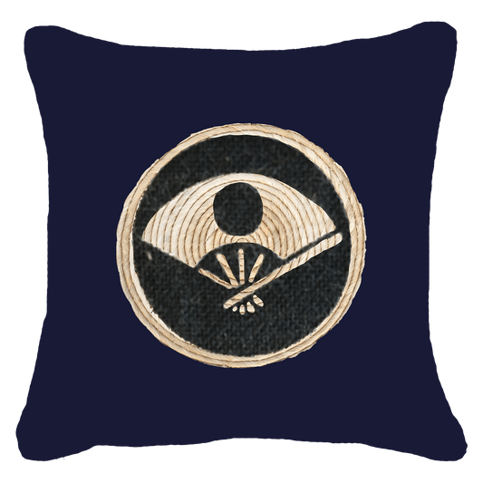 Place Mat Fan Navy Lounge Cushion 55 x 55 cm-Accessories-Bandhini Homewear Design-Navy-55 x 55 cm--abc