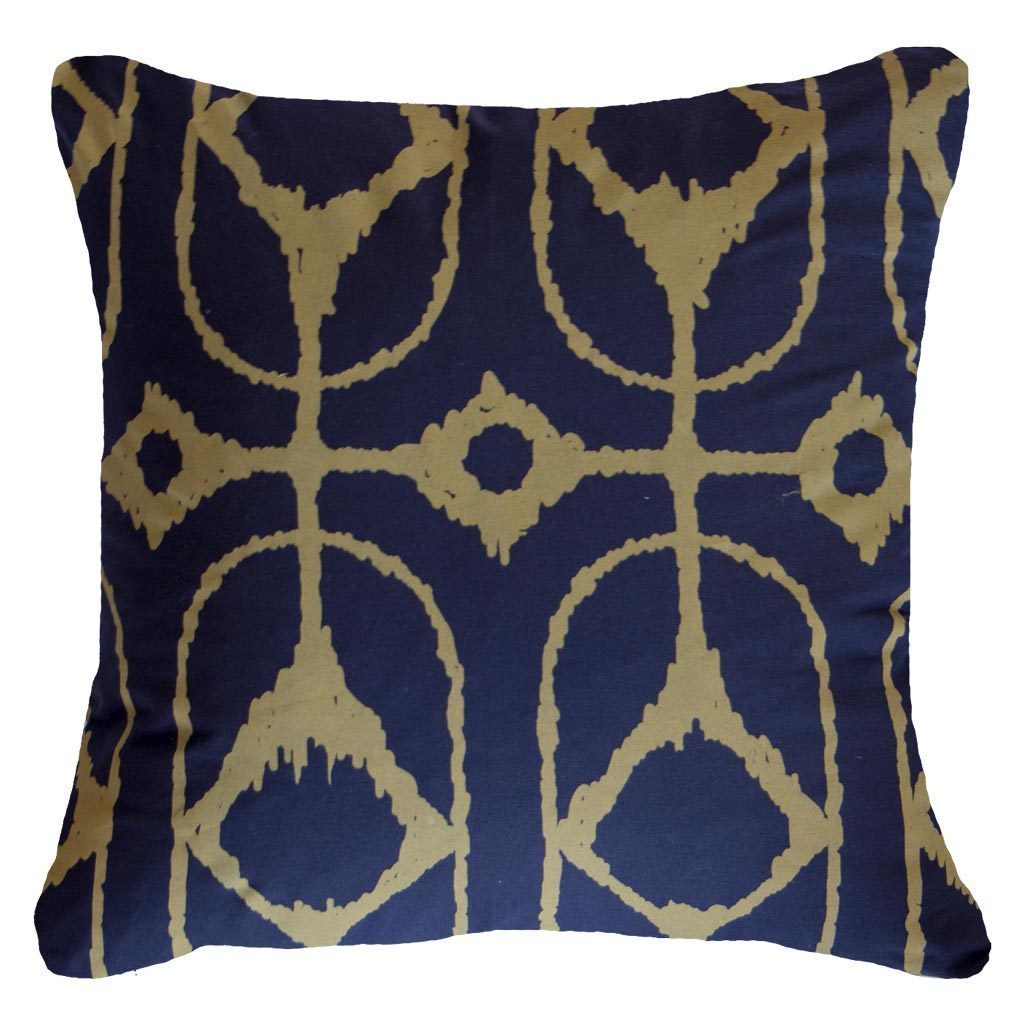 Outdoor Inner Ikat Diamond Navy & Beige Lounge Cushion 55 x 55 cm-Outdoors-Bandhini Homewear Design-Navy & Beige-22 x 22--abc