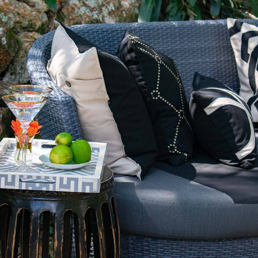 Outdoor Reverse Black Beige Lounge Cushion 55 x 55 cm-Outdoors-Bandhini Homewear Design-Black Beige-22 x 22--abc