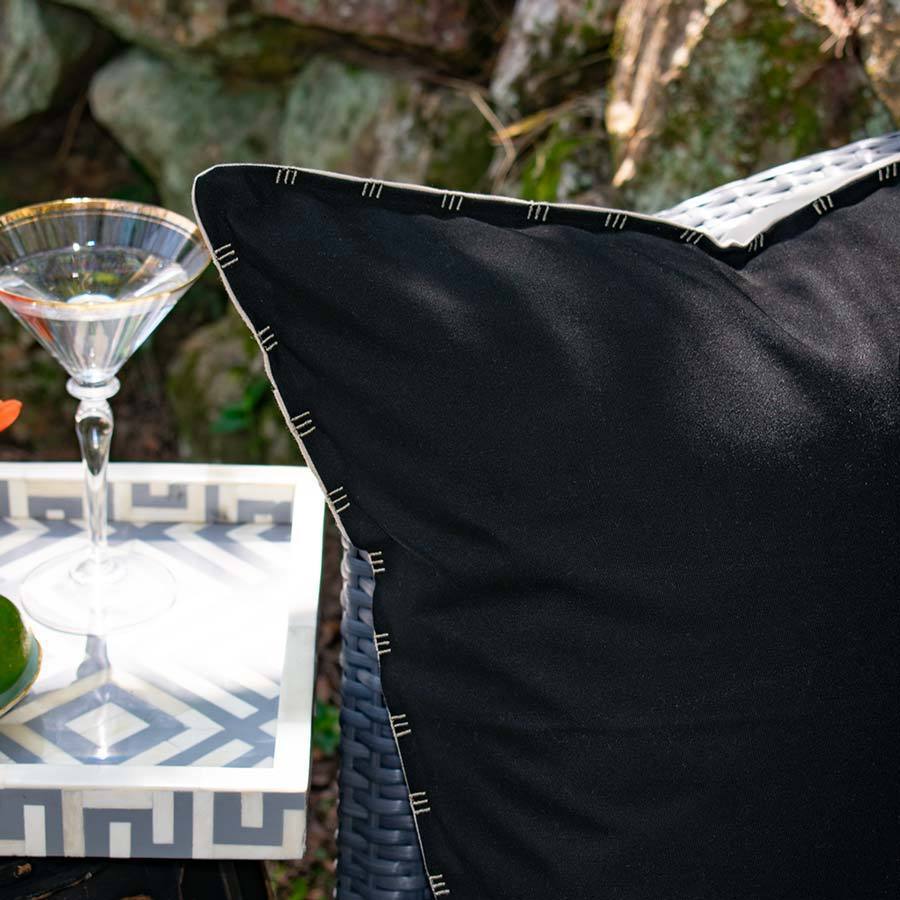 Outdoor Reverse Black Beige Lounge Cushion 55 x 55 cm-Outdoors-Bandhini Homewear Design-Black Beige-22 x 22--abc