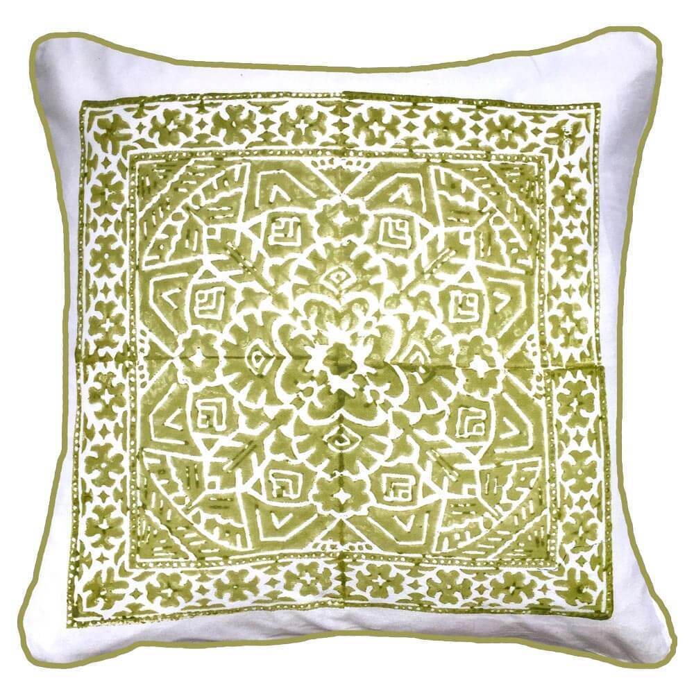 Kilim Block Print Sage Lounge Cushion-abc