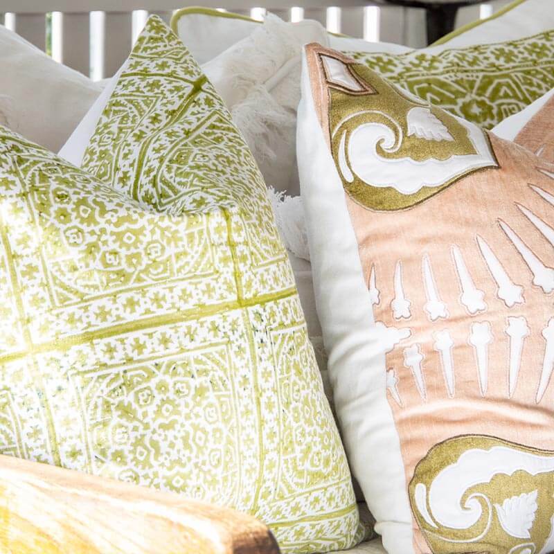 Kilim Repeat Block Print Sage Lounge Cushion-abc