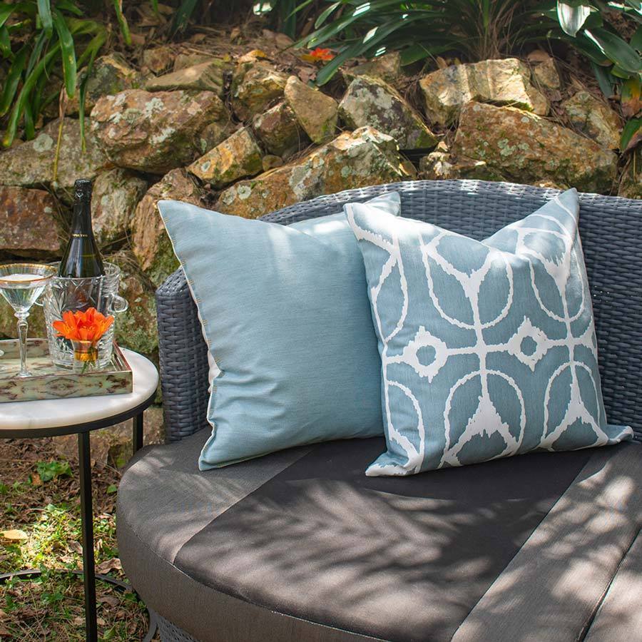 Outdoor Inner Ikat Diamond Cloud blue Lounge Cushion 55 x 55 cm-Outdoors-Bandhini Homewear Design-Cloud-22 x 22--abc