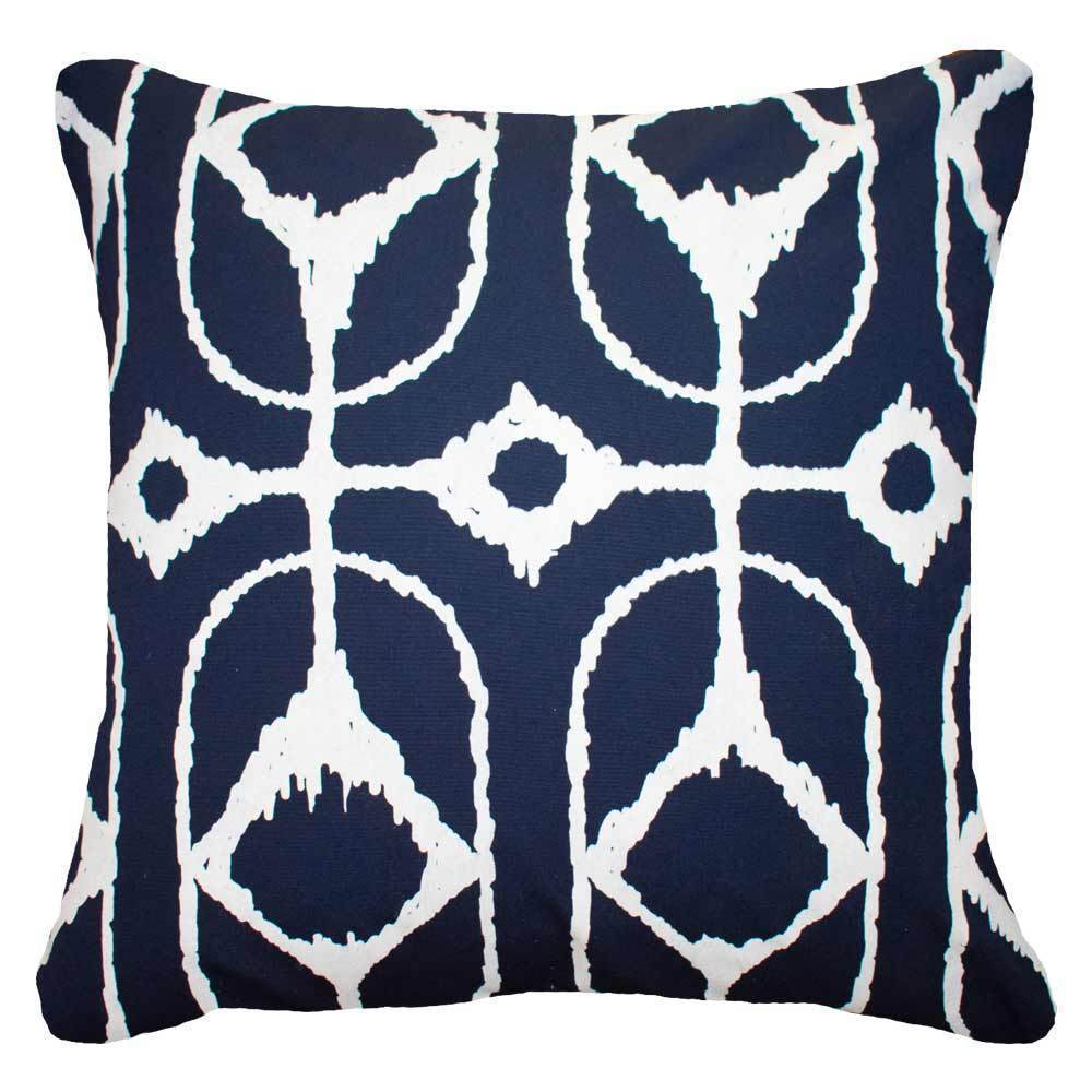 Outdoor Inner Ikat Diamond Navy Lounge Cushion 55 x 55 cm-Outdoors-Bandhini Homewear Design-Navy-22 x 22--abc