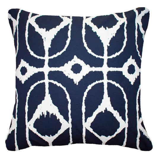 Outdoor Inner Ikat Diamond Navy Lounge Cushion 55 x 55 cm-Outdoors-Bandhini Homewear Design-Navy-22 x 22--abc