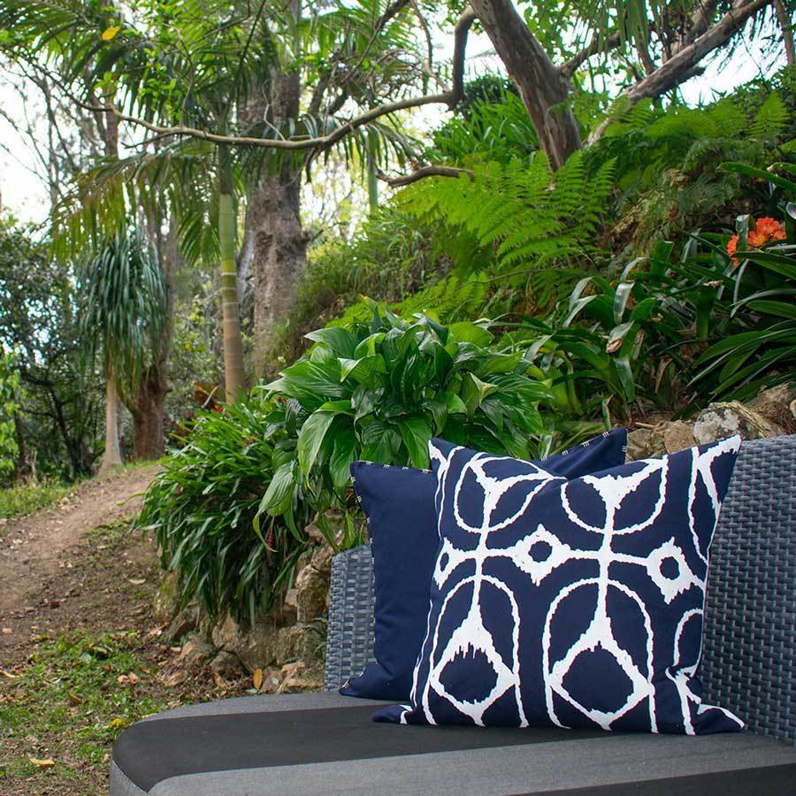 Outdoor Inner Ikat Diamond Navy Lounge Cushion 55 x 55 cm-Outdoors-Bandhini Homewear Design-Navy-22 x 22--abc