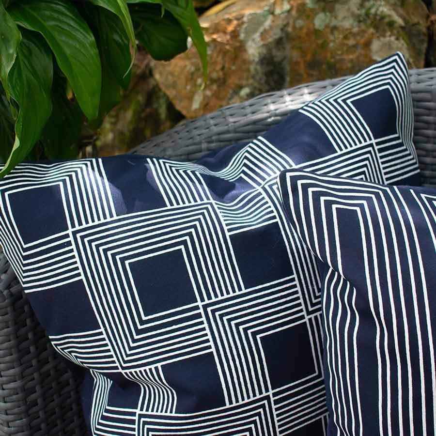 Outdoor Paramaze Navy Lounge Cushion 55 x 55 cm-Outdoors-Bandhini Homewear Design-Navy-22 x 22--abc