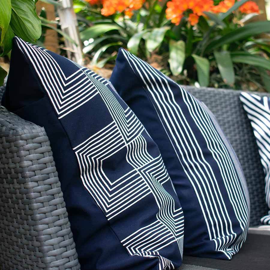 Outdoor Paramaze Navy Lounge Cushion 55 x 55 cm-Outdoors-Bandhini Homewear Design-Navy-22 x 22--abc