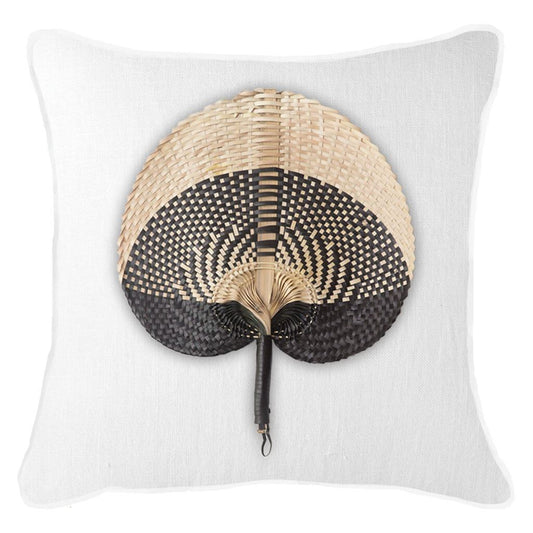 Fan Black on White Lounge Cushion 55 x 55 cm-abc