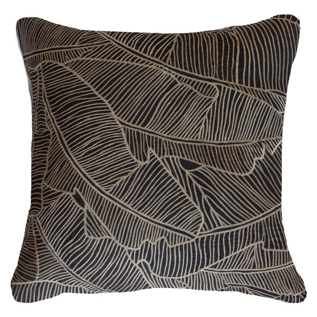 Rake Palm Black Lounge Cushion 55 x 55 cm-Accessories-Bandhini Homewear Design-White-22 x 22--abc