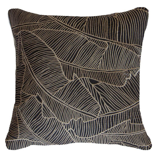 Rake Palm Black Lounge Cushion 55 x 55 cm-Accessories-Bandhini Homewear Design-White-22 x 22--abc