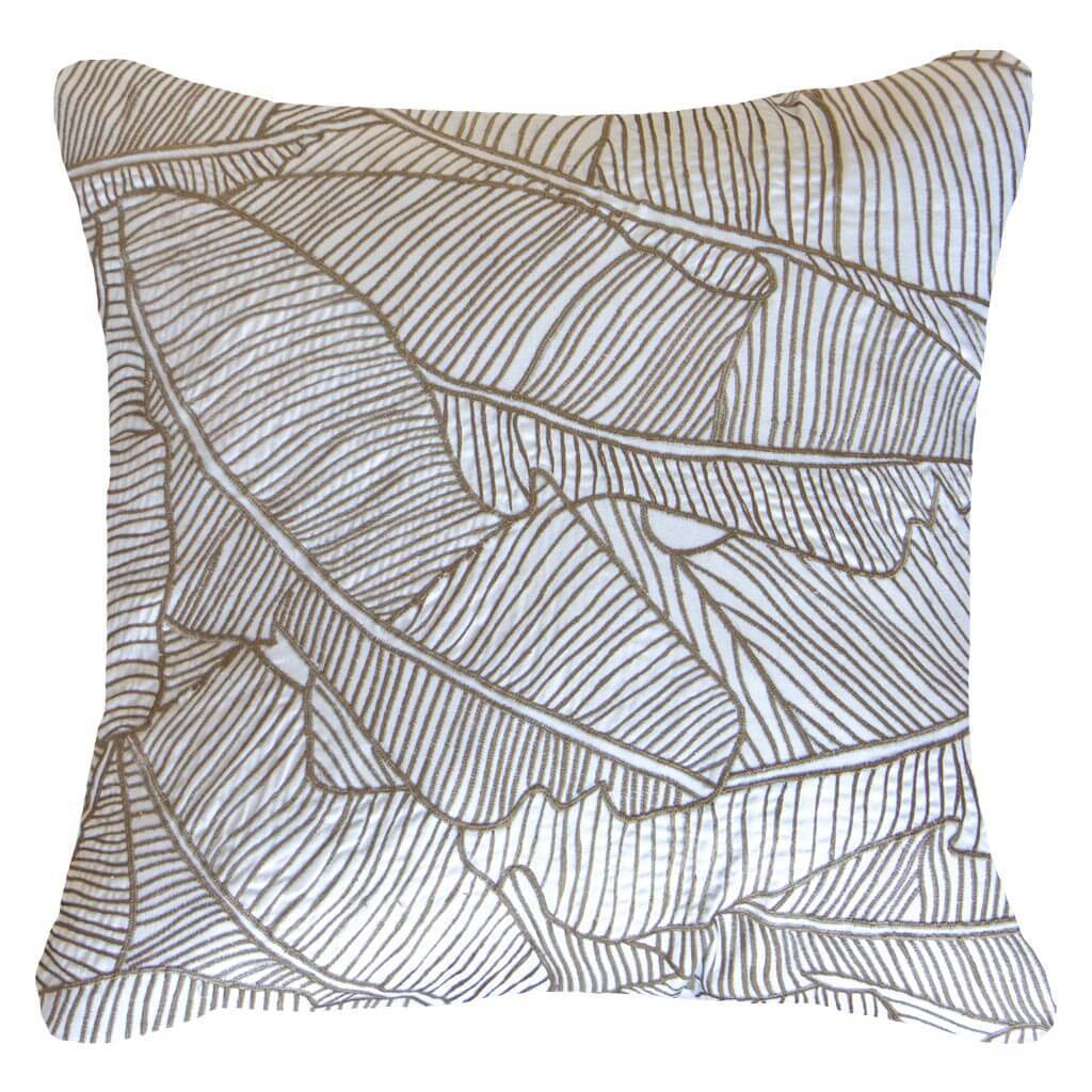 Rake Palm White Lounge Cushion 55 x 55 cm-Accessories-Bandhini Homewear Design-White-22 x 22--abc