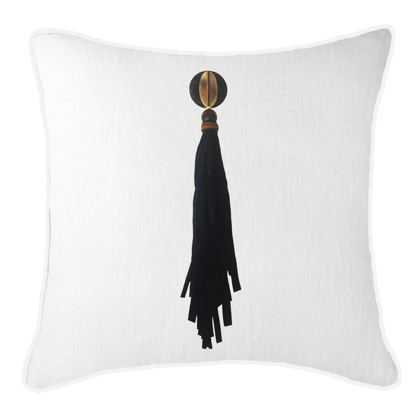 Tassel Mex on White Lounge Cushion 55 x 55 cm-Accessories-Bandhini Homewear Design-White-22 x 22--abc