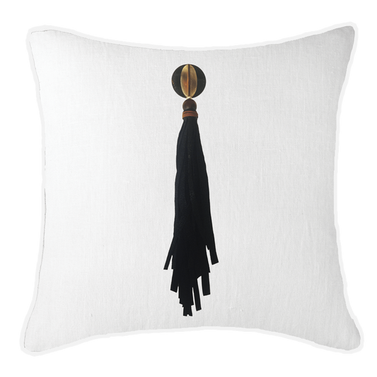 Tassel Mex on White Lounge Cushion 55 x 55 cm-Accessories-Bandhini Homewear Design-White-22 x 22--abc