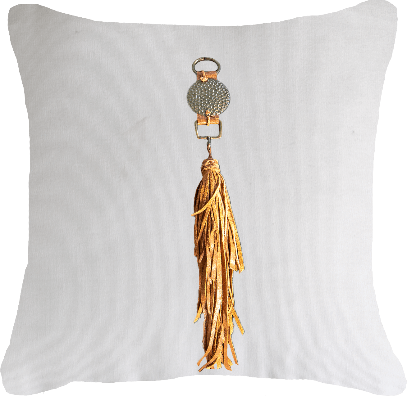 Tassel Tex on White Lounge Cushion 55 x 55 cm-Accessories-Bandhini Homewear Design-White-22 x 22--abc