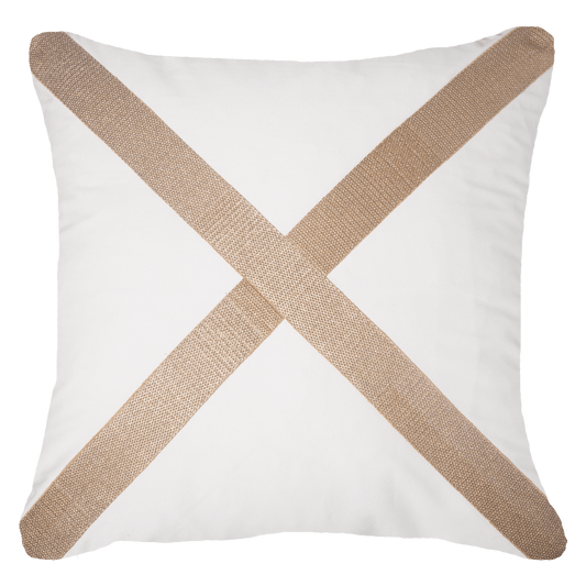 Braid Gold Cross White Lounge Cushion 55 x 55 cm-abc