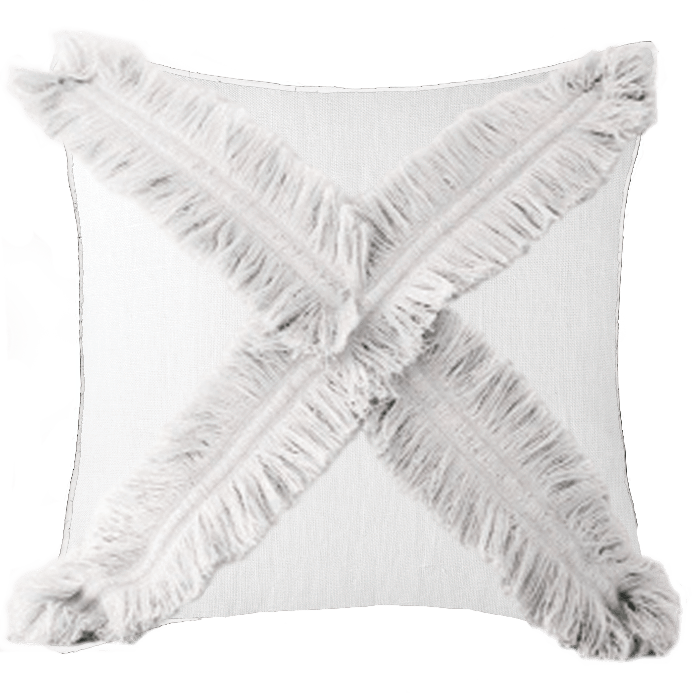 Fringe Cross White Lounge Cushion 55 x 55 cm-abc