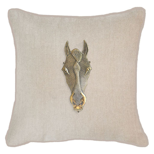 Horse Head Natural Lounge Cushion 55x55cm-abc