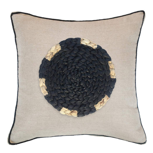 Place Mat Black on Natural Lounge Cushion 55 x 55 cm-Accessories-Bandhini Homewear Design-Wind-22 x 22--abc