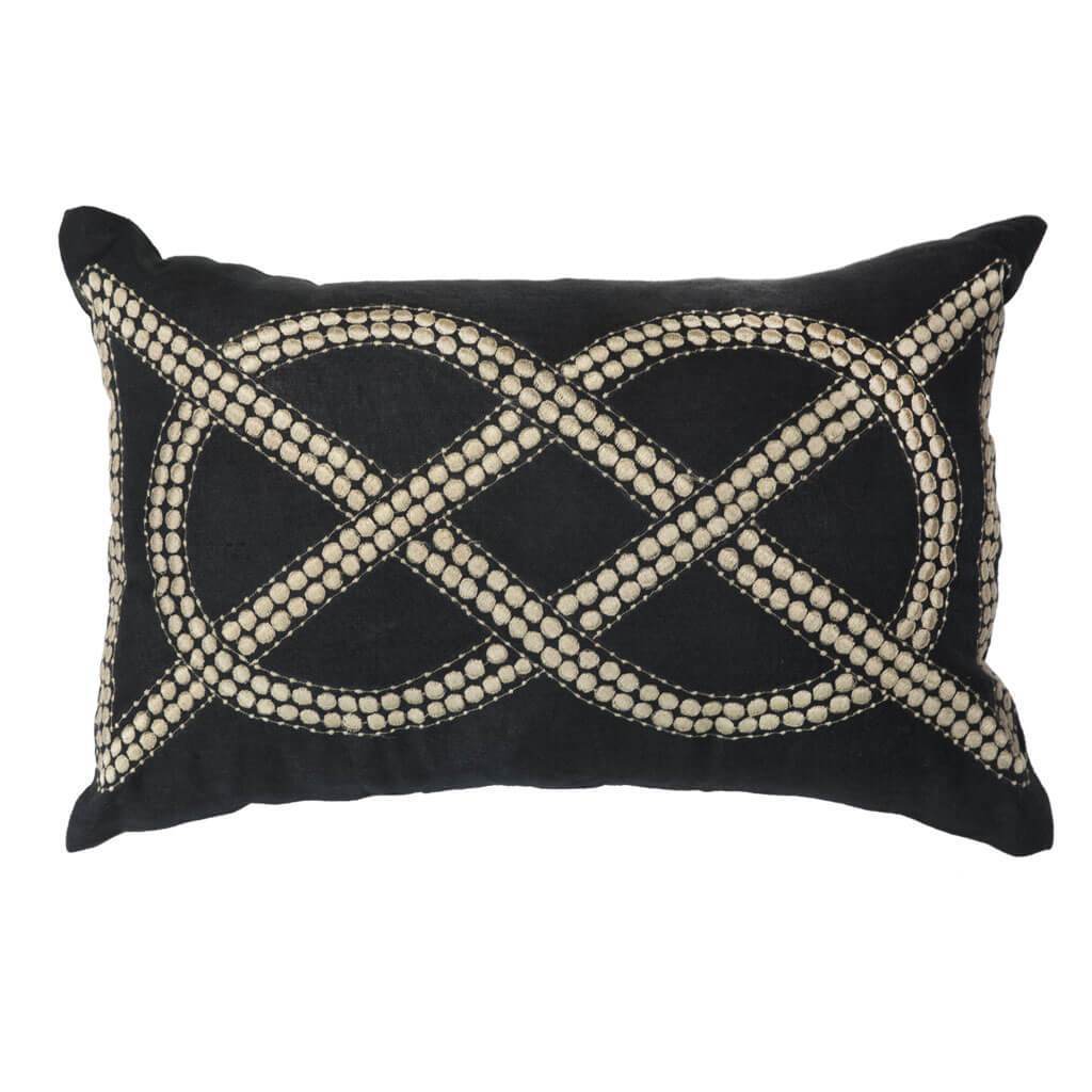 Dot Chain Knot Black Lumber Cushion 35 x 53 cm-abc
