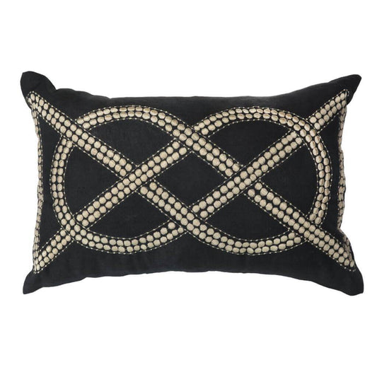 Dot Chain Knot Black Lumber Cushion 35 x 53 cm-abc