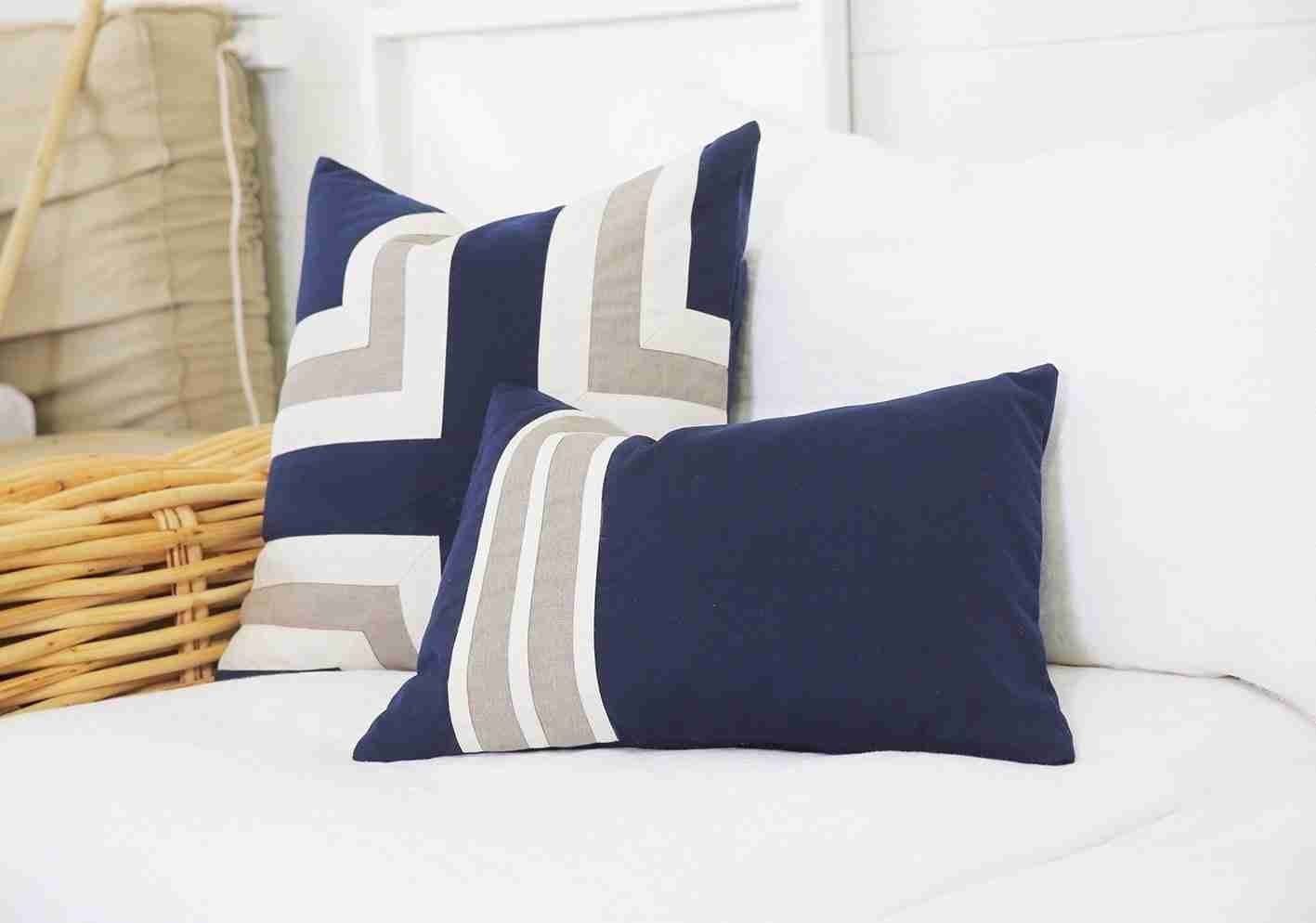 Outdoor Regent Stripe Navy Lumber Cushion 35 x 53 cm-Outdoors-Bandhini Homewear Design-Blue-14 x 21--abc