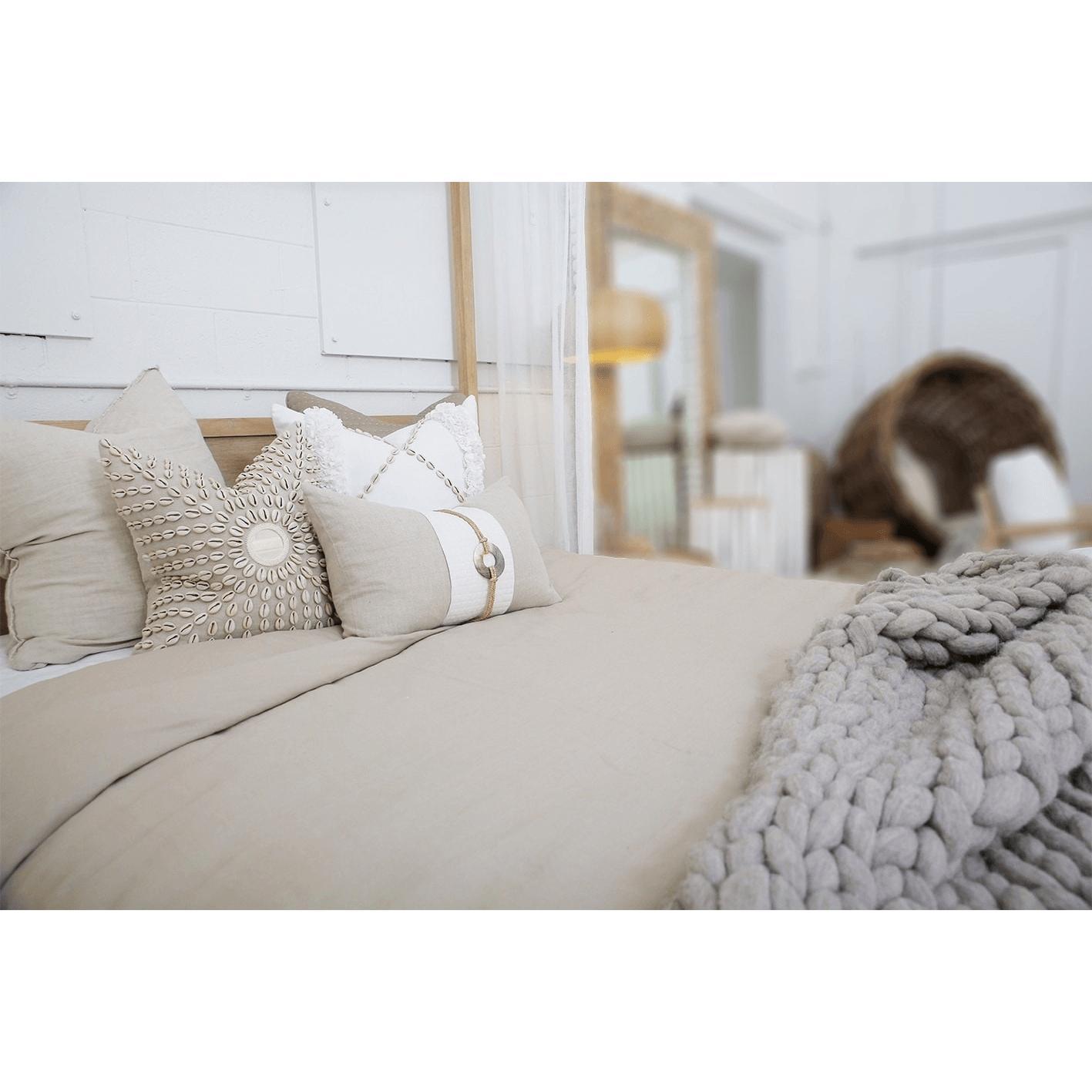 Shell Sash Linen Natural Cushion 35 x 53 cm-Accessories-Bandhini Homewear Design-Linen-14 x 21--abc