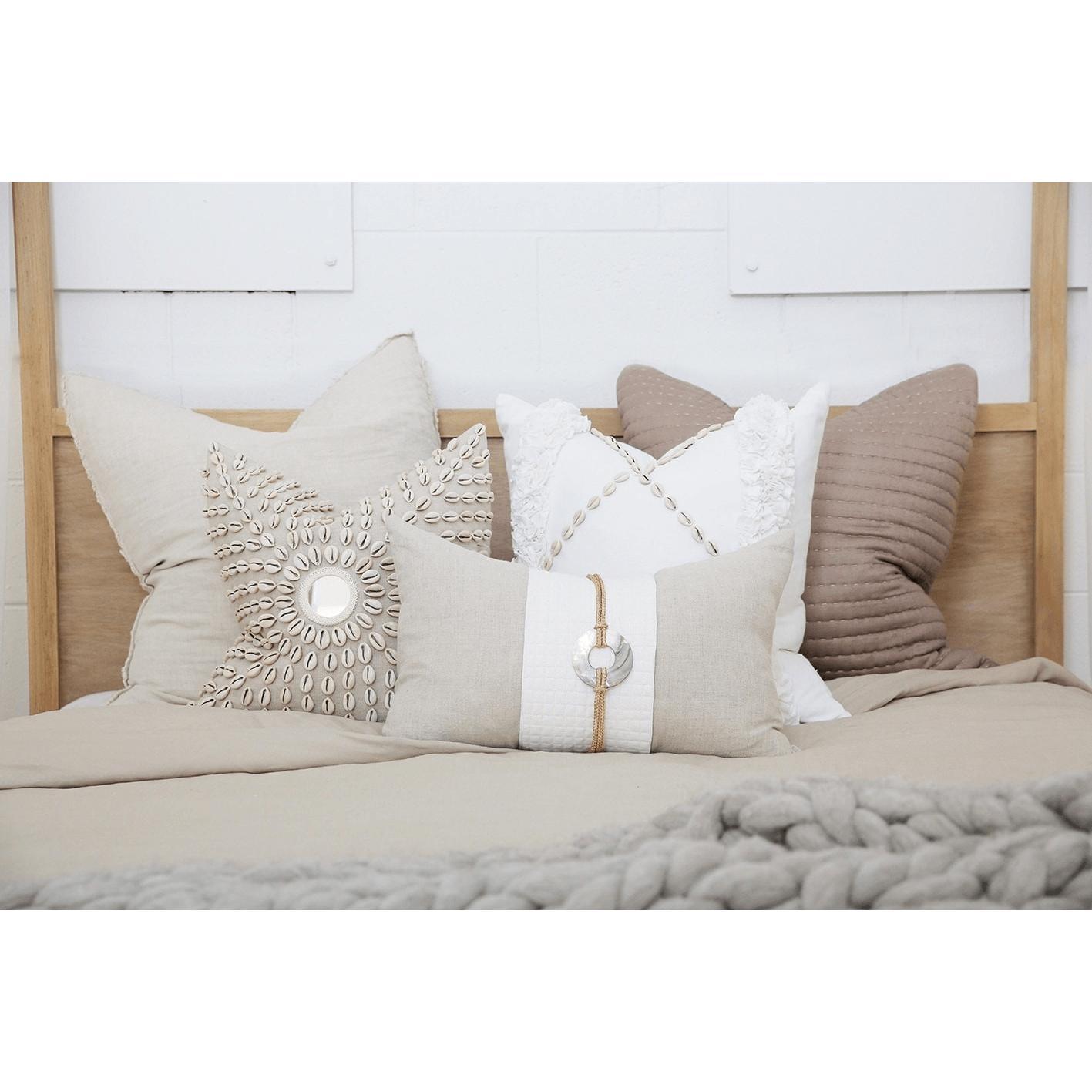 Shell Sash Linen Natural Cushion 35 x 53 cm-Accessories-Bandhini Homewear Design-Linen-14 x 21--abc