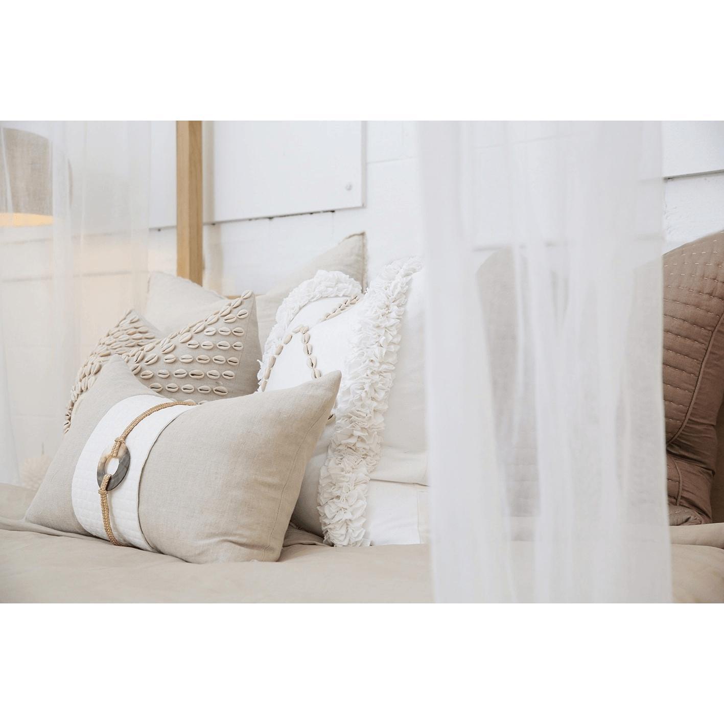 Shell Sash Linen Natural Cushion 35 x 53 cm-Accessories-Bandhini Homewear Design-Linen-14 x 21--abc