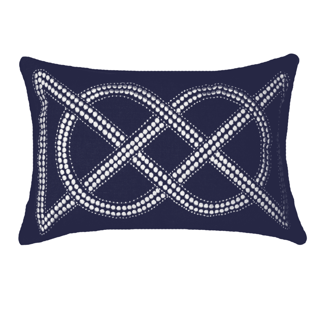 Dot Chain Knot Navy Lumber Cushion 35x53cm-abc