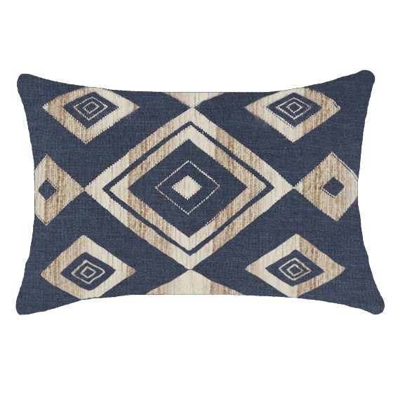 Shoowa Diamond Navy Lumber Cushion 35 x 53 cm-Accessories-Bandhini Homewear Design-Navy-14 x 21--abc