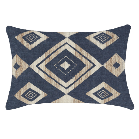 Shoowa Diamond Navy Lumber Cushion 35 x 53 cm-Accessories-Bandhini Homewear Design-Navy-14 x 21--abc