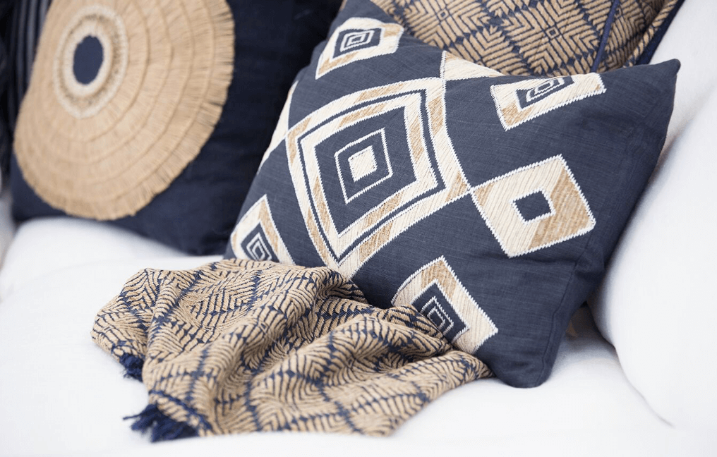 Shoowa Diamond Navy Lumber Cushion 35 x 53 cm-Accessories-Bandhini Homewear Design-Navy-14 x 21--abc