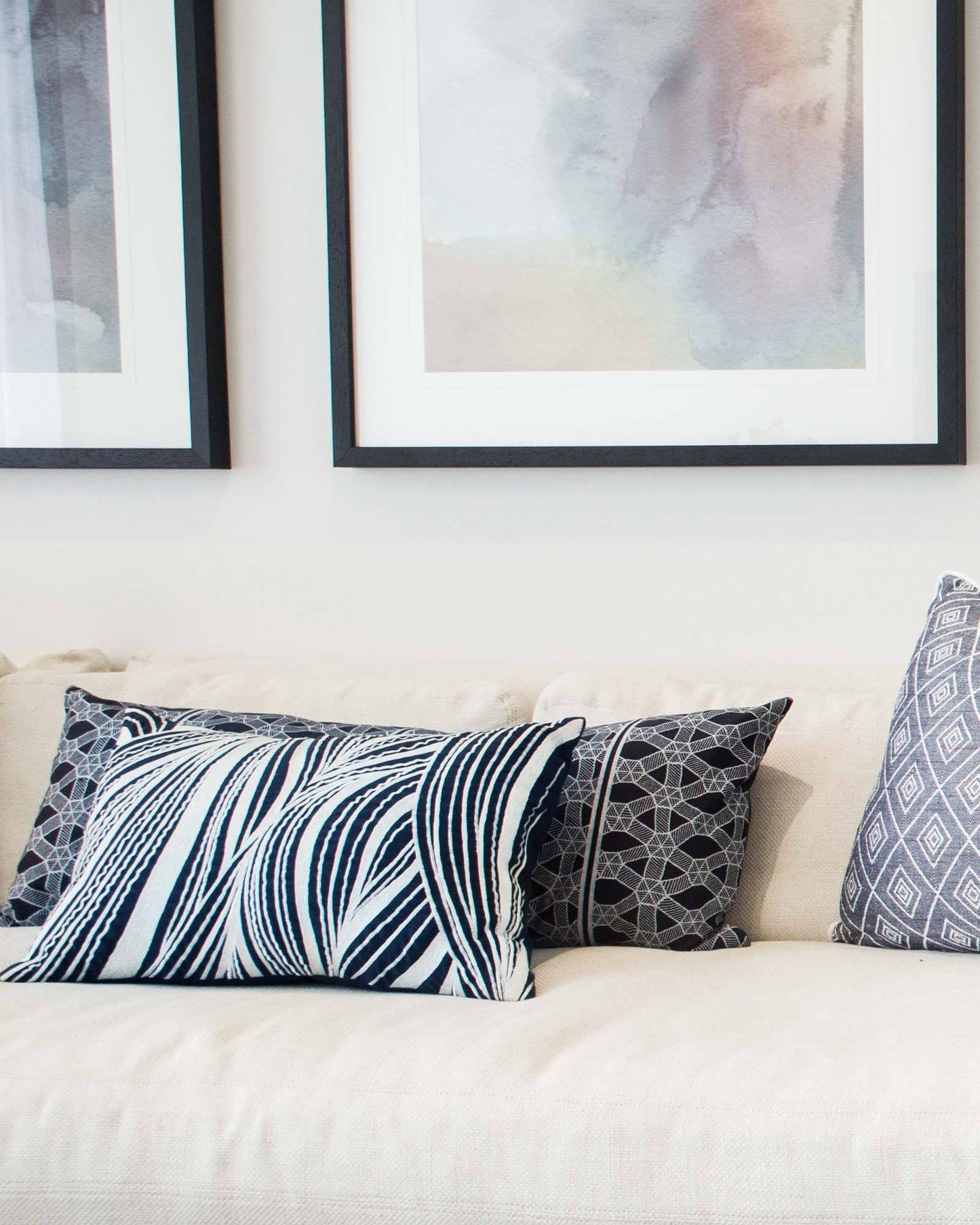 Rake Wave Navy Lumber Cushion 35 x 53 cm-Accessories-Bandhini Homewear Design-Wind  - Feather Insert-14” x 21”--abc