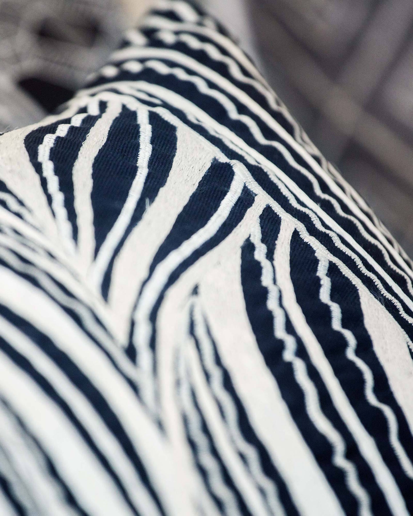 Rake Wave Navy Lumber Cushion 35 x 53 cm-Accessories-Bandhini Homewear Design-Wind  - Feather Insert-14” x 21”--abc