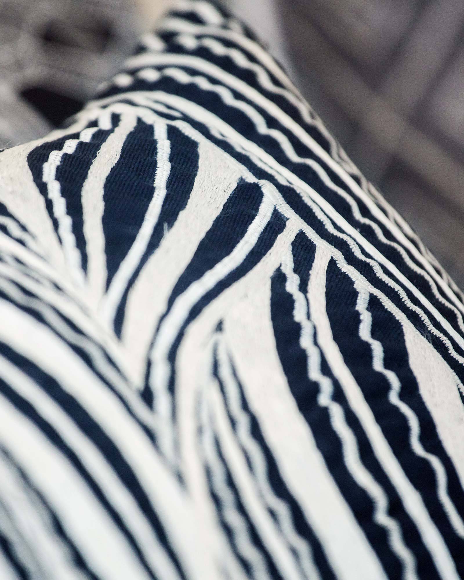 Rake Wave Navy Lumber Cushion 35 x 53 cm-Accessories-Bandhini Homewear Design-Wind  - Feather Insert-14” x 21”--abc