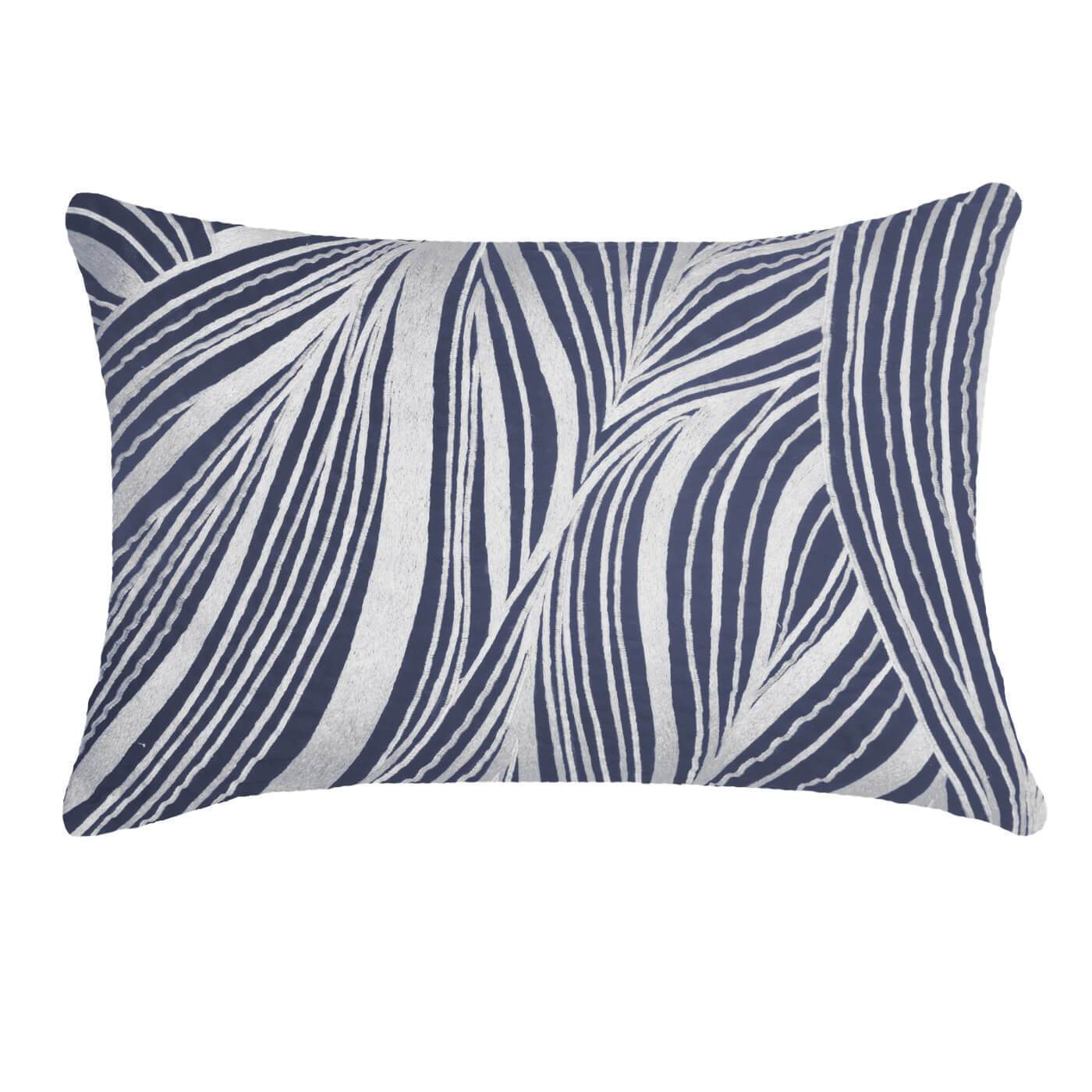 Rake Wave Navy Lumber Cushion 35 x 53 cm-Accessories-Bandhini Homewear Design-Wind  - Feather Insert-14” x 21”--abc