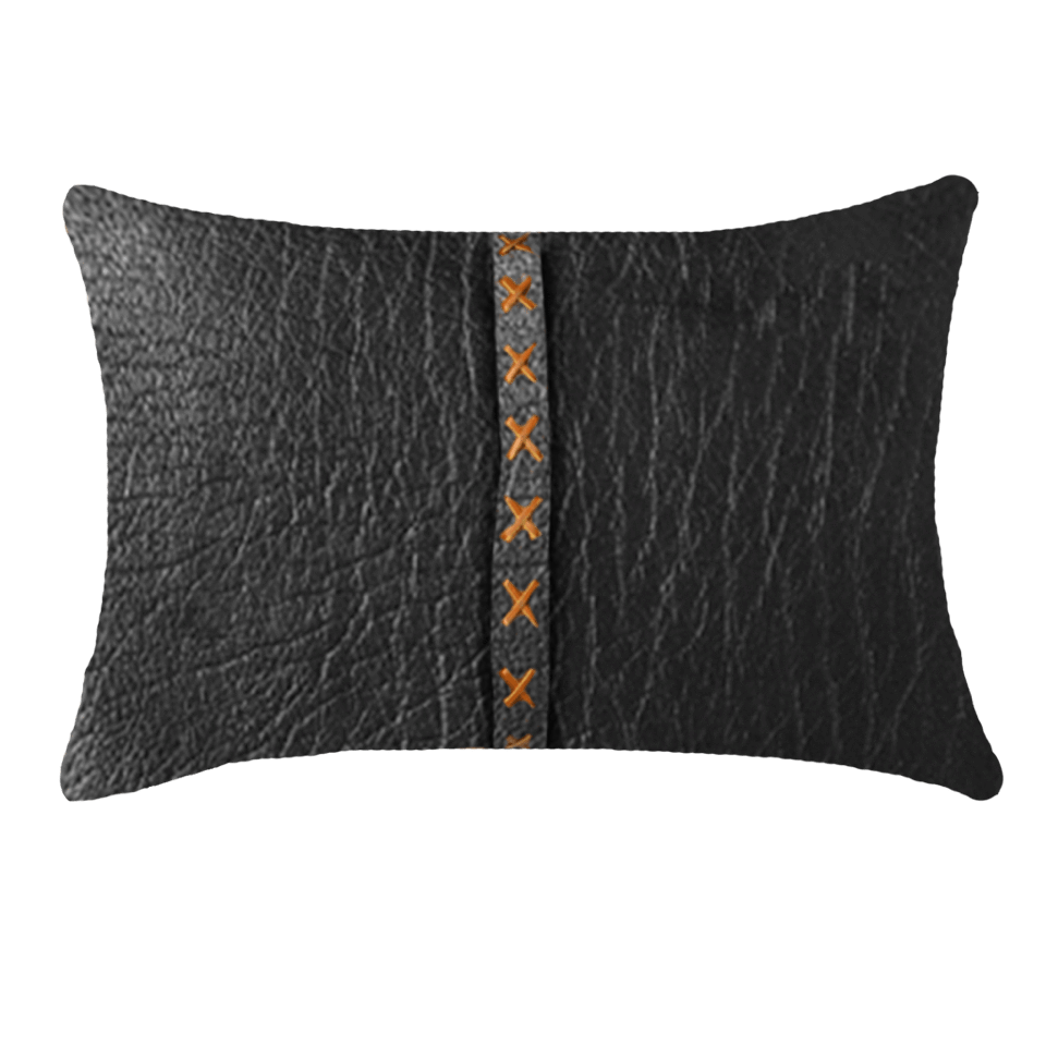 Leather Cross Black Tan Lumber Cushion 35 x 53 cm-abc