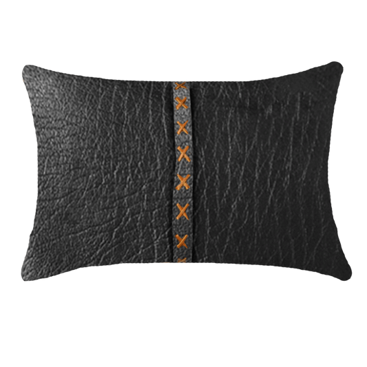 Leather Cross Black Tan Lumber Cushion 35 x 53 cm-abc