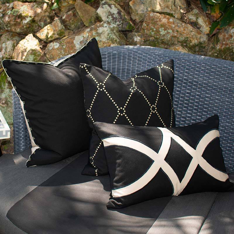 Outdoor Dots Black & Beige Medium Cushion 50 x 50 cm-abc