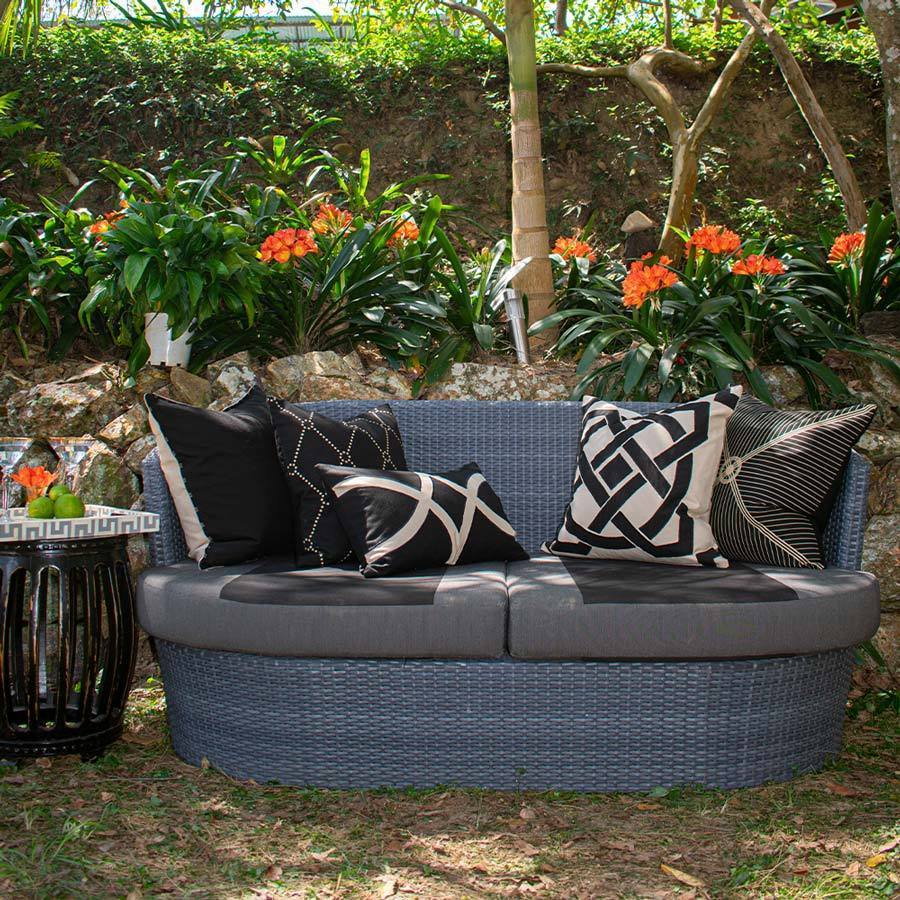 Outdoor Dots Black & Beige Medium Cushion 50 x 50 cm-abc