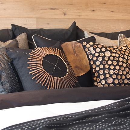 Wood Linen Sticks Black Medium Cushion 50 x 50 cm-Accessories-Bandhini Homewear Design-Earth Linen-18 x 18--abc