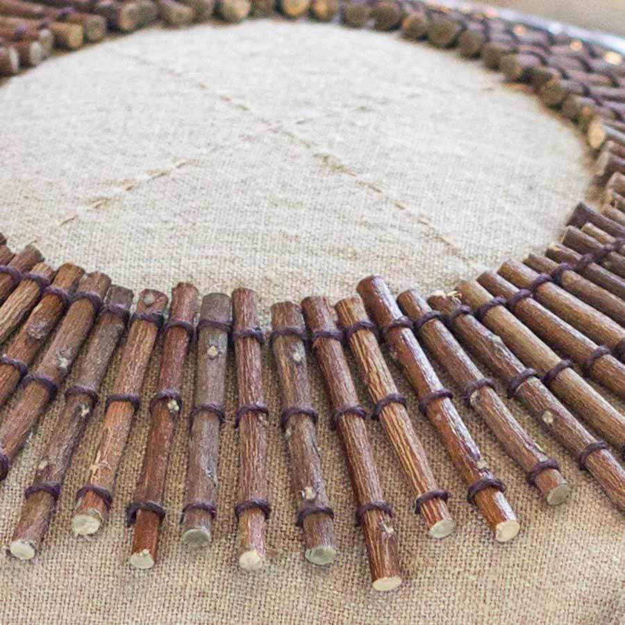 Wood Linen Sticks Medium Cushion 50 x 50 cm-Accessories-Bandhini Homewear Design-Earth Linen-18 x 18--abc