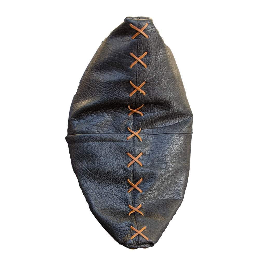 Leather Cross Stitch Black Lounge Cushion 55 x 55 cm-abc