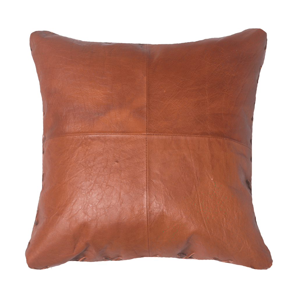 Leather Cross Stitch Tan Lounge Cushion 55 x 55 cm-abc