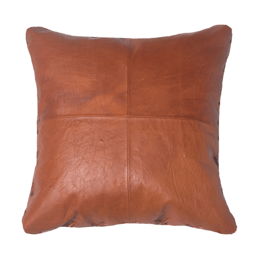 Leather Cross Stitch Tan Lounge Cushion 55 x 55 cm-abc