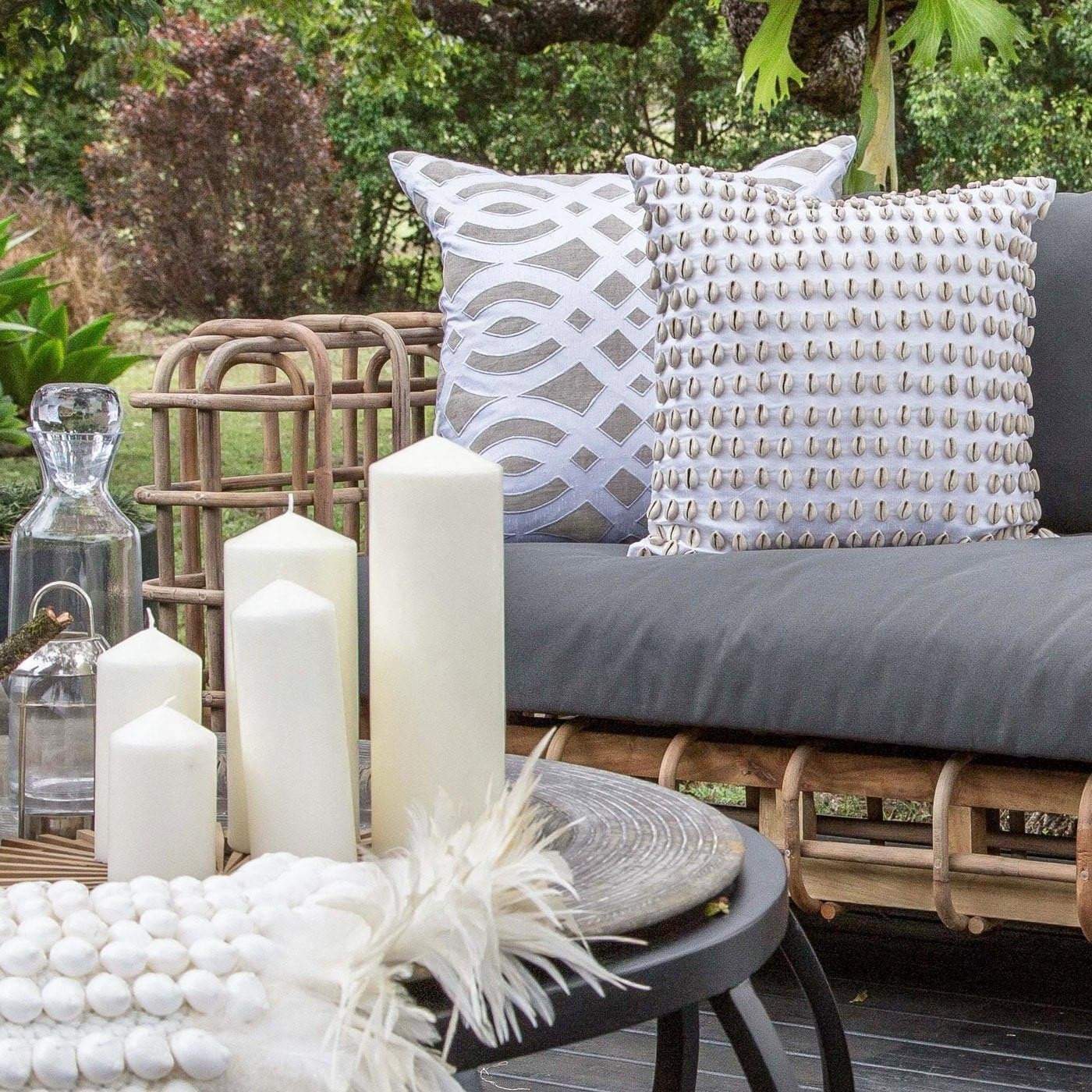 Shell Kauri White Medium Cushion 50 x 50 cm-Accessories-Bandhini Homewear Design-White-18 x 18--abc