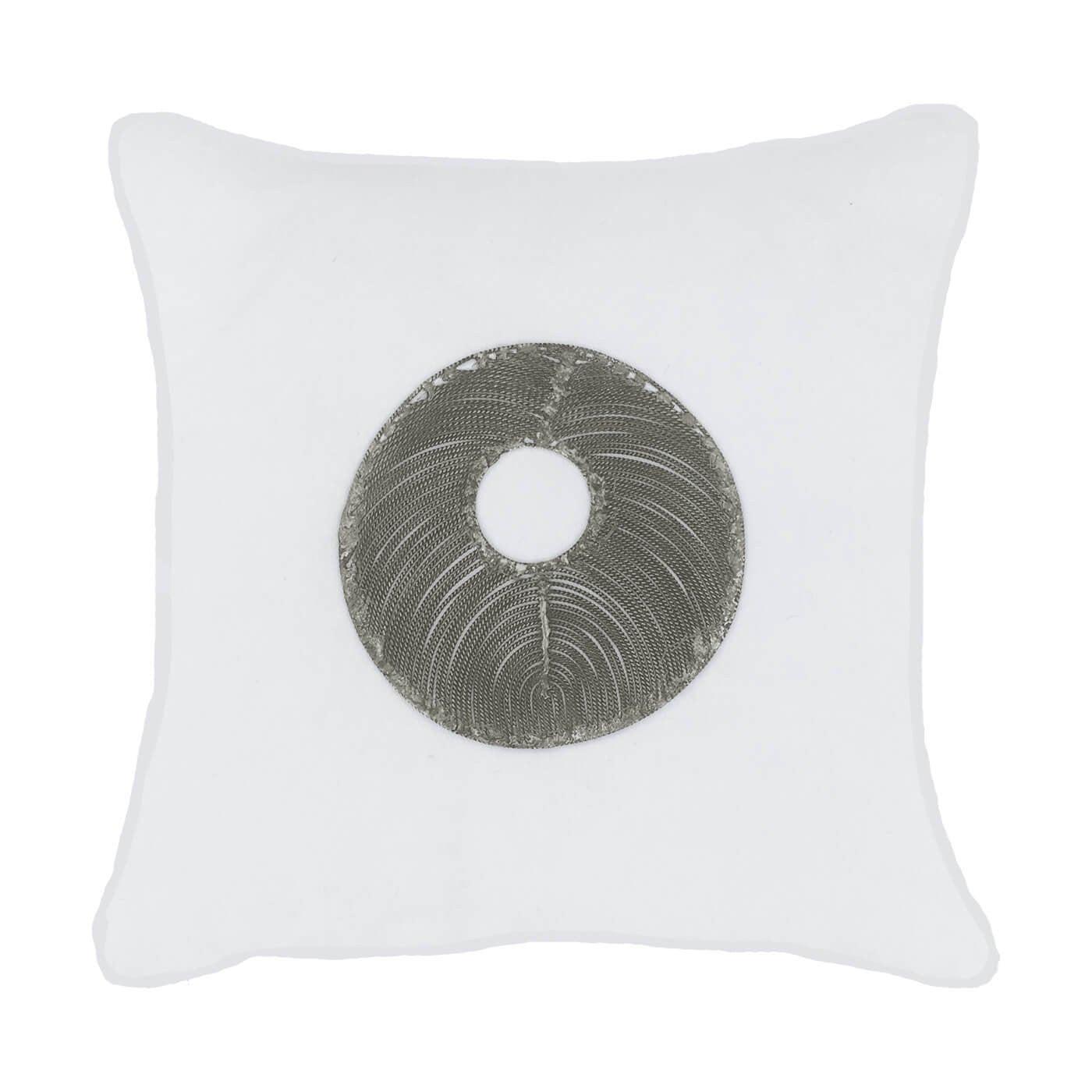Disc Silver White Medium Cushion 50x50cm-abc
