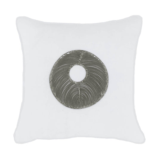 Disc Silver White Medium Cushion 50x50cm-abc